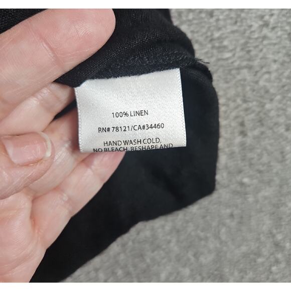 Eileen Fisher Dress Women’s Med Black Linen A-Line Swing Elbow Sleeve Minimalist - Picture 4 of 7